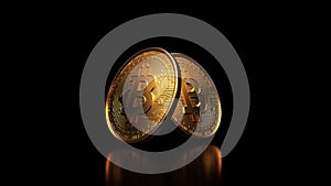 Bitcoin golden coin with gold. Digital currency. Cryptocurrency concept. Money and finance symbol. Crypto illustration.
