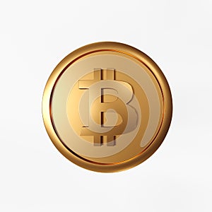 Bitcoin golden sign on white background