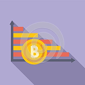 Bitcoin graph icon flat vector. Gain financial system