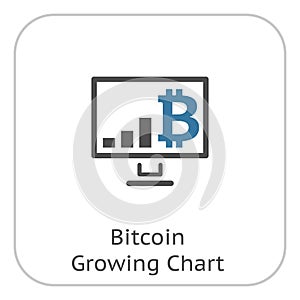 Bitcoin growing chart icon.