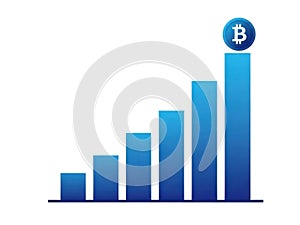 Bitcoin growth chart isolated on white background