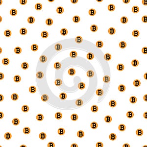 Random falling bitcoin seamless pattern vector illustration