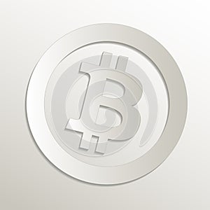 Bitcoin icon, card paper 3D natural