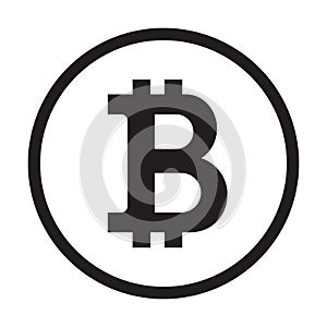 Bitcoin icon, coin logo. Crypto currency symbol silhouette. E-commerce concept vector.