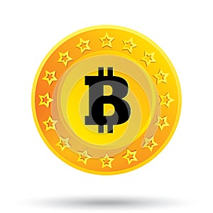 Bitcoin icon. Cryptography currency. P2P.