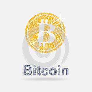 Bitcoin icon in doddle style