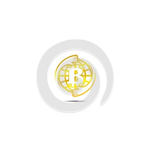 Bitcoin icon with handcareworld