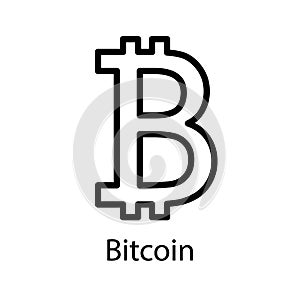 Bitcoin icon for internet money. Crypto currency symbol. Blockchain based secure cryptocurrency. Vector