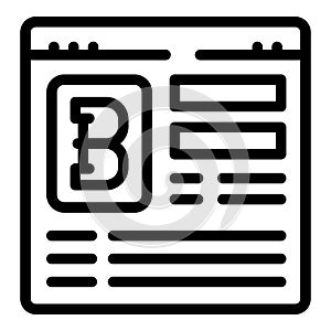 Bitcoin icon outline vector. Digital money wallet