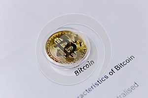 Bitcoin icon sign payment symbol golden background