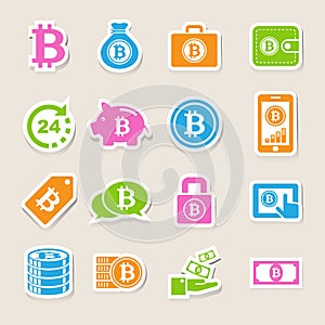 Bitcoin icons set photo