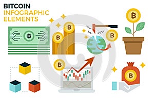 Bitcoin Infographic Elements in Flat Desing