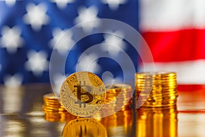 BItcoin infront of USA flag