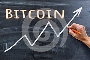 bitcoin inscription and graph, BITCOIN inscription, modern business solution concept