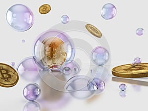 Bitcoin inside soap bubble.