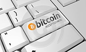 Bitcoin keyboard. Bitcoin Sign. 3D render