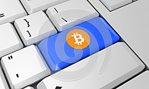 Bitcoin keyboard. Bitcoin Sign. 3D render