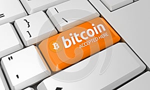 Bitcoin keyboard. Bitcoin Sign. 3D render