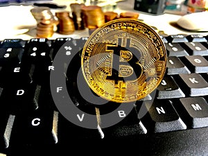 Bitcoin on keyboard