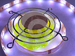 Bitcoin and led light background