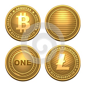 Bitcoin and Litecoin isolated on white