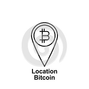 Bitcoin location pin outline icon. Element of bitcoin illustration icons. Signs and symbols can be used for web, logo, mobile app