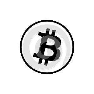 Bitcoin logo black and white isolated on white background