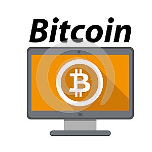 Bitcoin logo. Crypto Currency. Computer money.