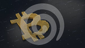 Bitcoin logo on a dark background in 3D
