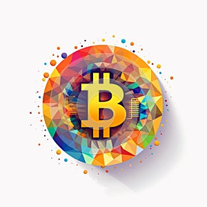 Colorful Bitcoin Symbol Abstract Art With Flat Design photo