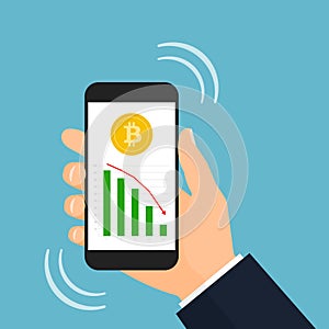 Bitcoin loss alert on smartphone