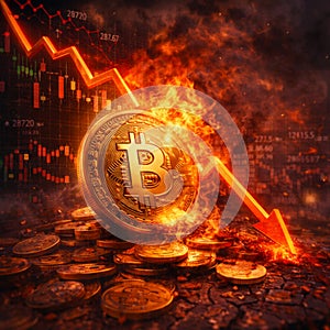 Bitcoin Market Volatility Illustrated Through Symbolic Downtrend Visualization