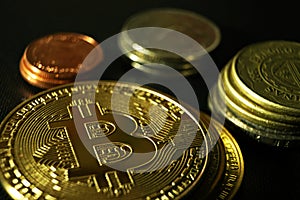 Bitcoin token with other different coins background