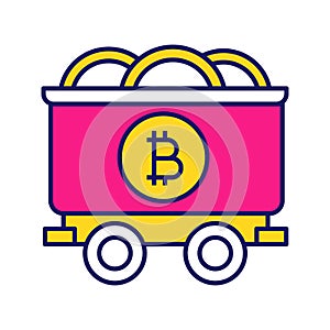 Bitcoin mining business color icon