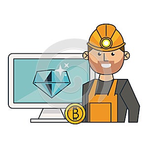 Bitcoin mining computer and worker