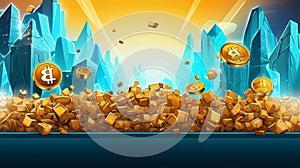 Bitcoin mining concept. Crypto currency background. 3d vector illustration