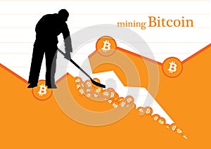 Bitcoin mining concept Vector illustration