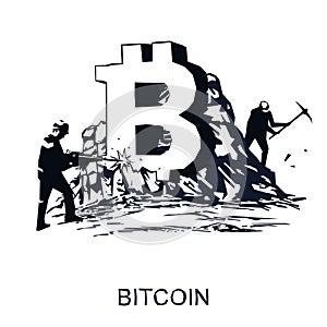 Bitcoin mining concept vector illustration.