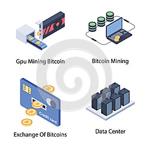 Bitcoin Mining and Cryptocurrency Icons