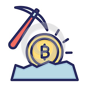 Bitcoin mining, mining, bitcoin, cryptocurrency mining fully editable vector icons