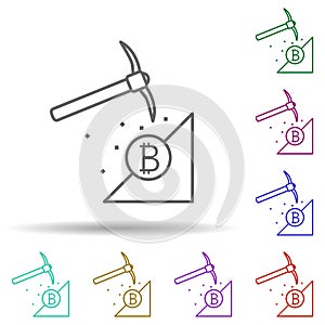 Bitcoin mining multi color icon. Simple thin line, outline vector of bitcoin blockchain icons for ui and ux, website or mobile