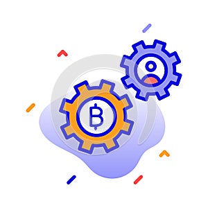 Bitcoin mining, bitcoin payments process, bitcoin transaction process, cryptocurrency mining fully editable vector icons