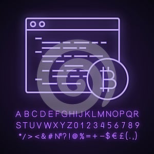 Bitcoin mining software neon light icon