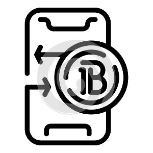 Bitcoin mobile wallet icon outline vector. Digital currency