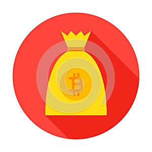 Bitcoin Money Bag Circle Icon