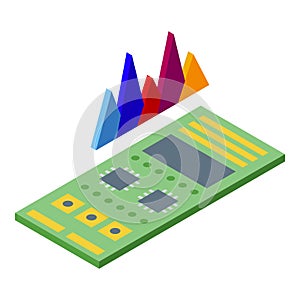 Bitcoin motherboard icon, isometric style