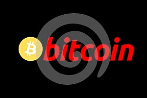 Bitcoin name icon template on black background