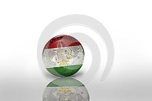 Bitcoin with the national flag of tajikistan on the white background. bitcoin mining concept