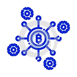 Bitcoin network, bitcoin node, blockchain, bitcoin core,  fully editable vector icons