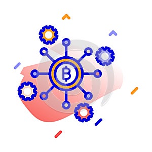 Bitcoin network, bitcoin node, blockchain, bitcoin core,  fully editable vector icons